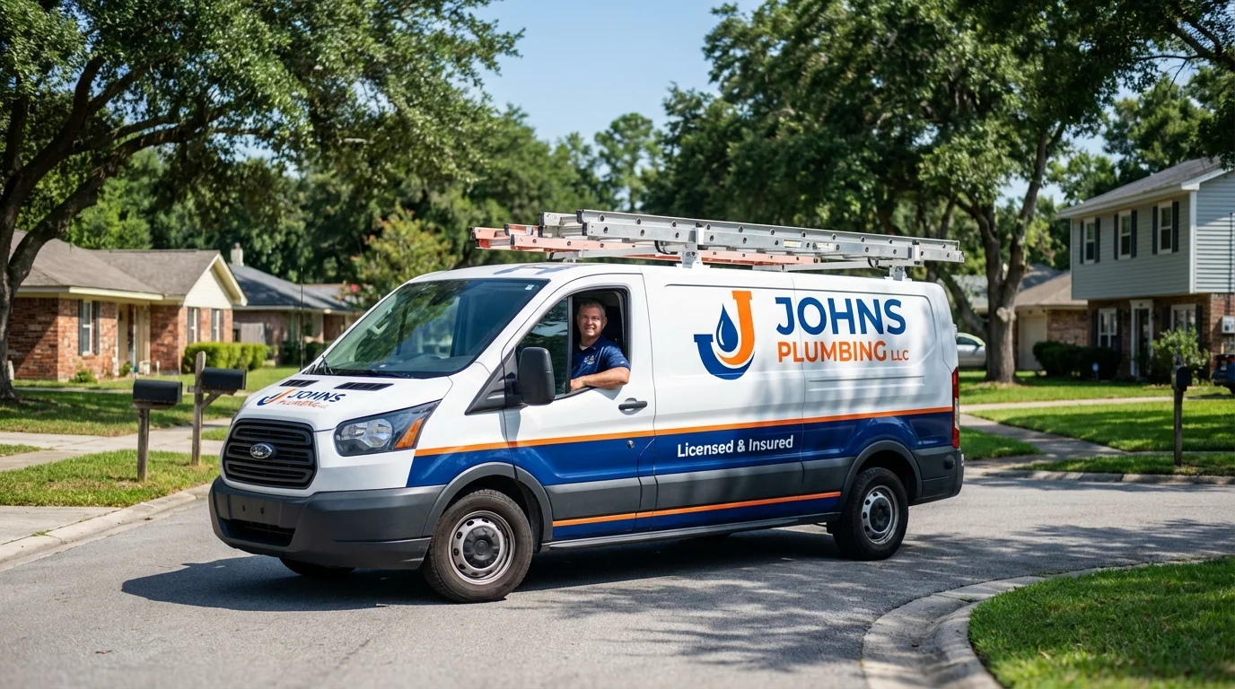 Johns Plumbing LLC service van in Luxemburg, WI