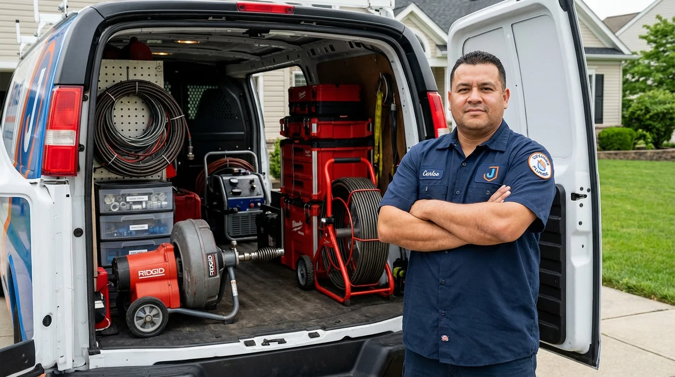Professional drain cleaning equipment and Johns Plumbing LLC plumber in Luxemburg
