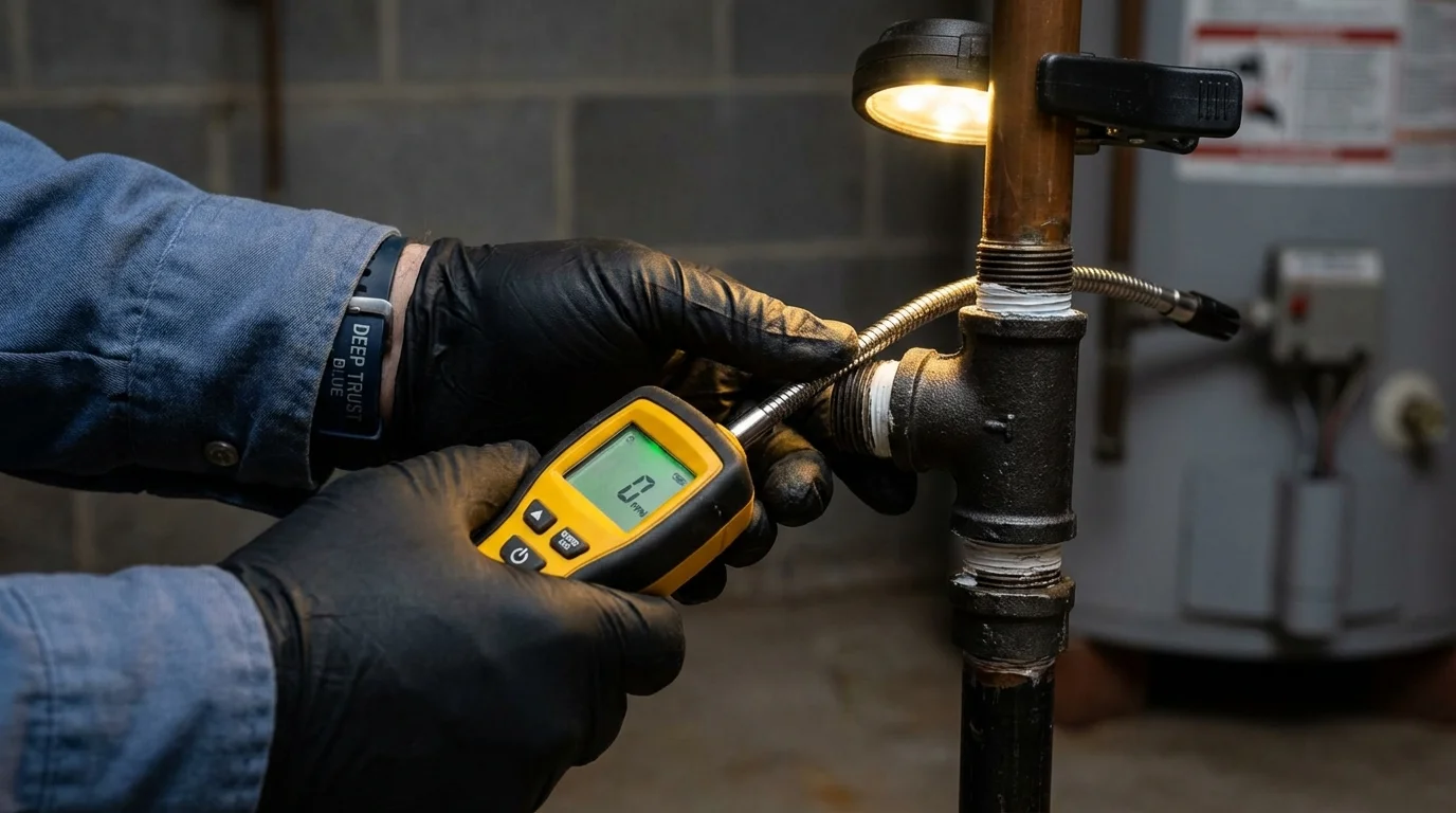 Gas leak detection with electronic sniffer by Johns Plumbing LLC in Luxemburg