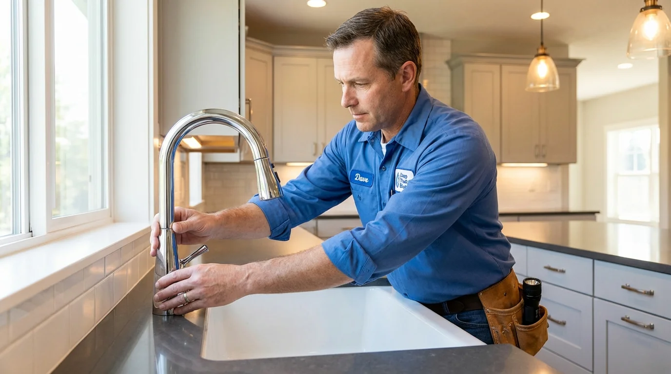 Kitchen faucet installation by Johns Plumbing LLC in Luxemburg