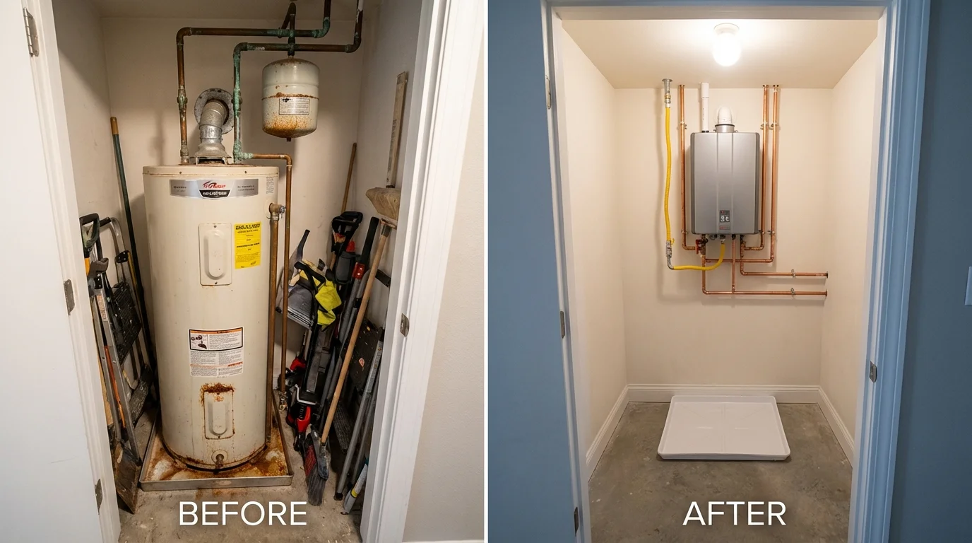 Tank water heater versus wall-mounted tankless unit comparison for Luxemburg, WI homeowners