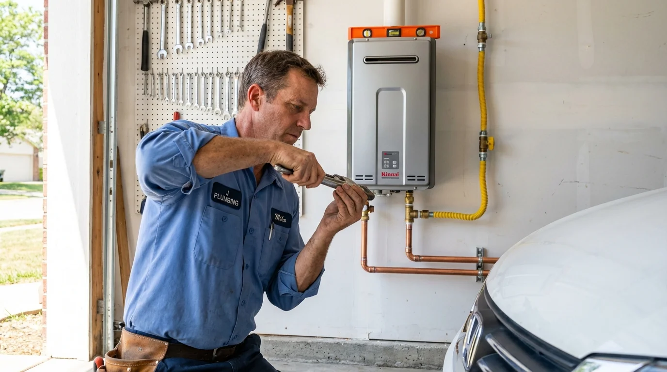 Tankless water heater installation by a Johns Plumbing LLC plumber in Luxemburg